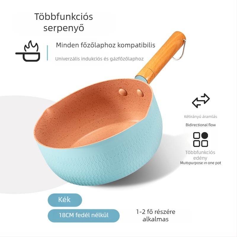 Maifan-kő bevonatú, nem tapadó kis edény bébiételhez, alkalmas instant tészta és leves készítésére, gáztűzhely kompatibilis