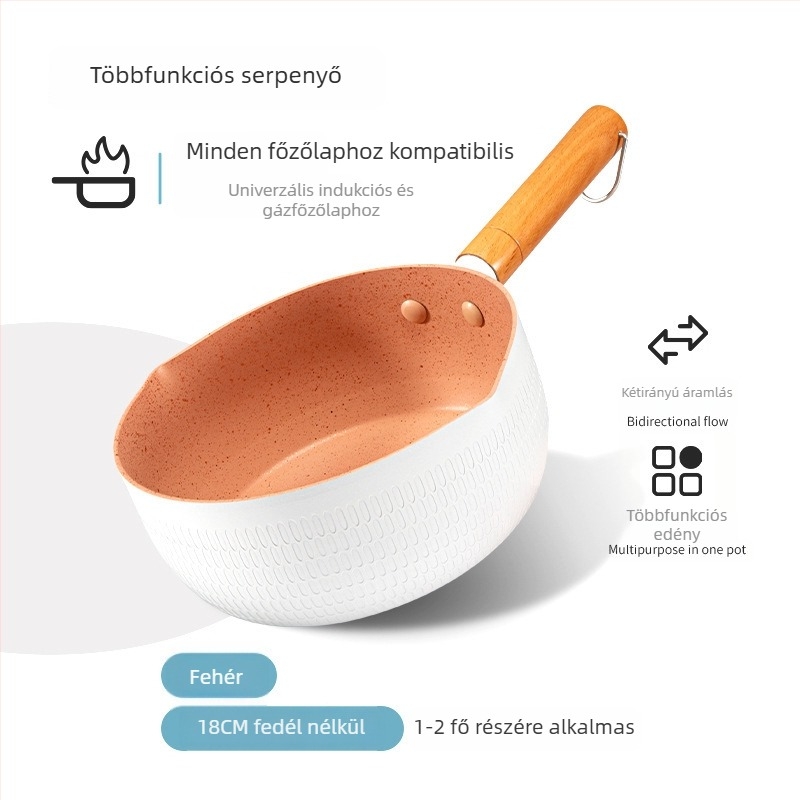 Maifan-kő bevonatú, nem tapadó kis edény bébiételhez, alkalmas instant tészta és leves készítésére, gáztűzhely kompatibilis