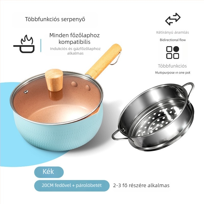 Maifan-kő bevonatú, nem tapadó kis edény bébiételhez, alkalmas instant tészta és leves készítésére, gáztűzhely kompatibilis