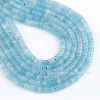 2x4 mm Akvamarin chalcedon hengeres gyöngyök – természetes kék kő, abacus gyöngyök, kerék alakú gyöngyök, spacer és lapos szabad gyöngyök DIY-hez