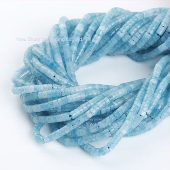 2x4 mm Akvamarin chalcedon hengeres gyöngyök – természetes kék kő, abacus gyöngyök, kerék alakú gyöngyök, spacer és lapos szabad gyöngyök DIY-hez