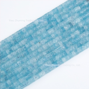 2x4 mm Akvamarin chalcedon hengeres gyöngyök – természetes kék kő, abacus gyöngyök, kerék alakú gyöngyök, spacer és lapos szabad gyöngyök DIY-hez
