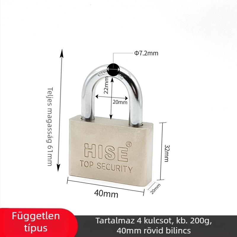 HISE vasból készült lakat, 40/50/60/70 mm, univerzális, modern minimalist dizájn, háztartási lakat