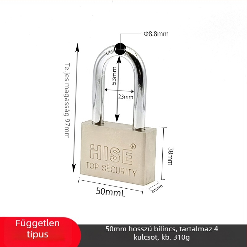 HISE vasból készült lakat, 40/50/60/70 mm, univerzális, modern minimalist dizájn, háztartási lakat
