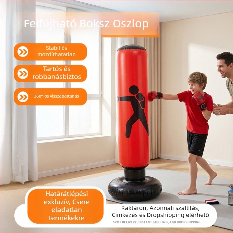Otthoni használatra, felfújható álló boxzsák, vastagított vízzel töltött edzőfelszerelés