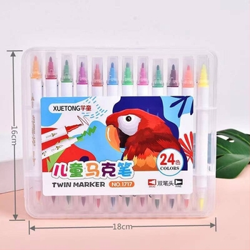 12 színű, kétoldalú vízbázisú marker gyerekeknek, óvodai rajzhoz