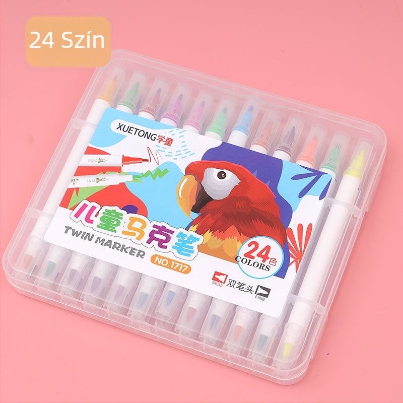 12 színű, kétoldalú vízbázisú marker gyerekeknek, óvodai rajzhoz