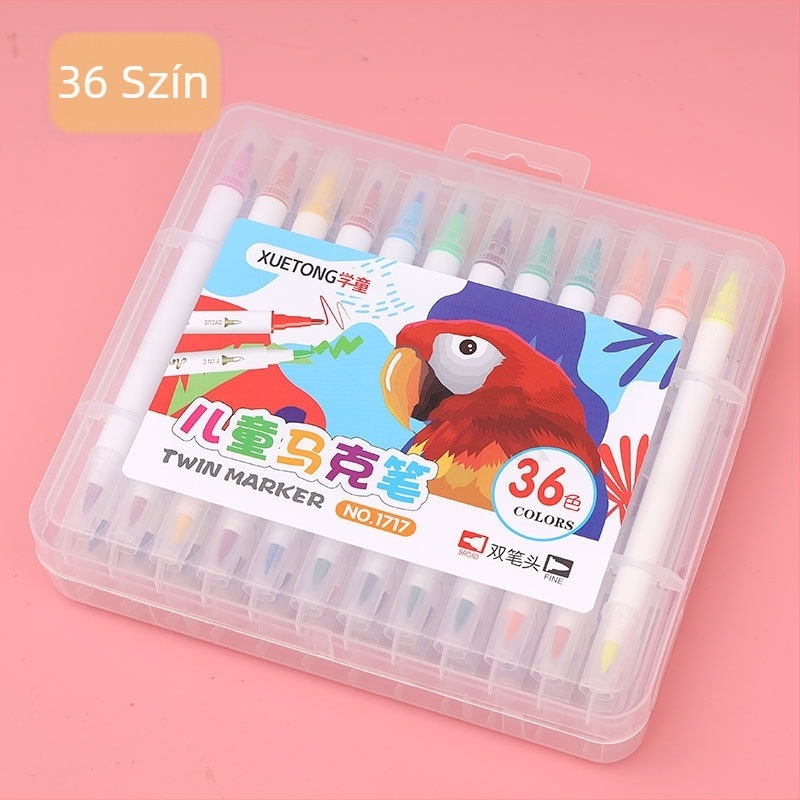 12 színű, kétoldalú vízbázisú marker gyerekeknek, óvodai rajzhoz