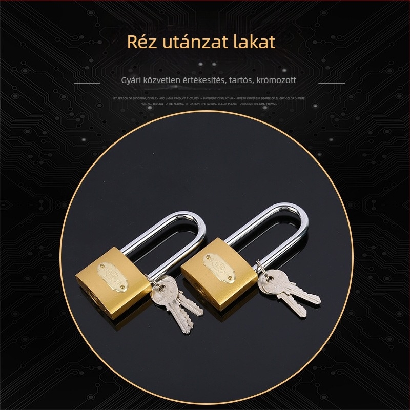 Imitációs réz lakat szekrényajtózárhoz, megerősített és vastag kivitel, hosszú zárókarral, vízálló és rozsdamentes
