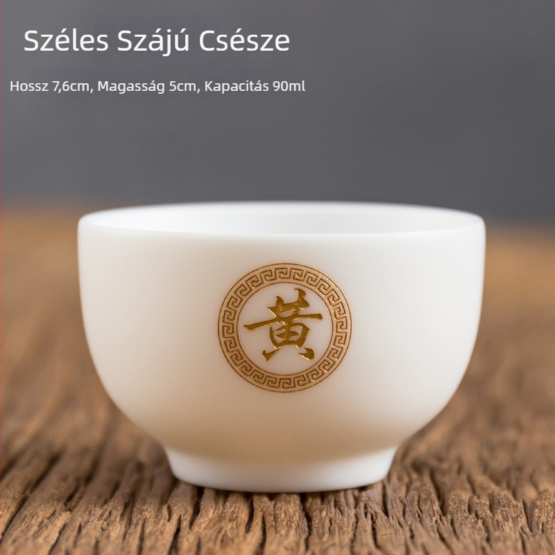 Fehér jadeporcelán, minimalist teáscsésze személyes használatra gravírozható, Baijiaxing ajándékdobozban