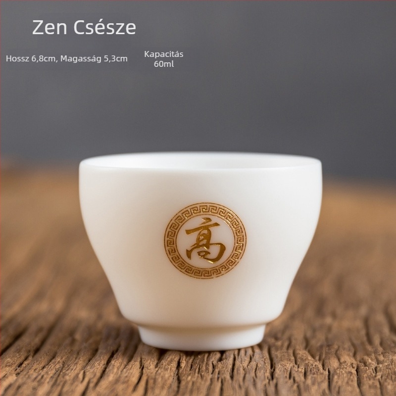 Fehér jadeporcelán, minimalist teáscsésze személyes használatra gravírozható, Baijiaxing ajándékdobozban