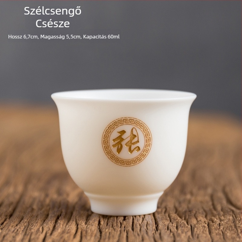 Fehér jadeporcelán, minimalist teáscsésze személyes használatra gravírozható, Baijiaxing ajándékdobozban