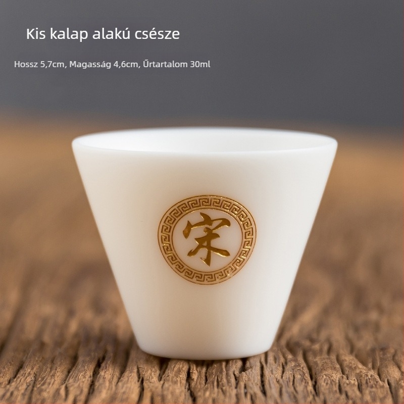 Fehér jadeporcelán, minimalist teáscsésze személyes használatra gravírozható, Baijiaxing ajándékdobozban