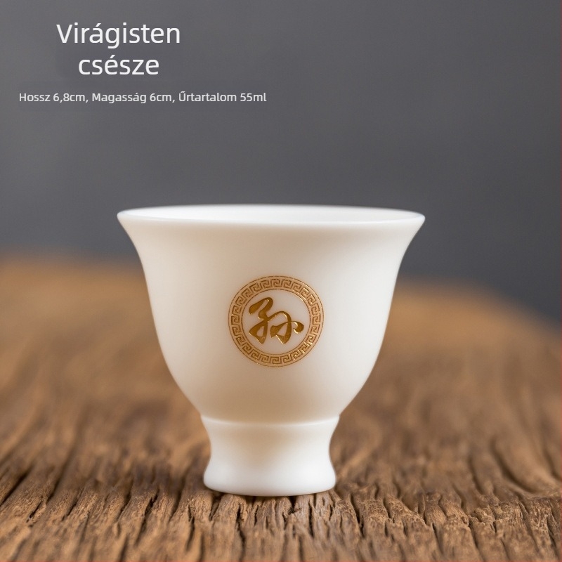 Fehér jadeporcelán, minimalist teáscsésze személyes használatra gravírozható, Baijiaxing ajándékdobozban