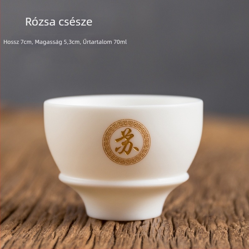 Fehér jadeporcelán, minimalist teáscsésze személyes használatra gravírozható, Baijiaxing ajándékdobozban