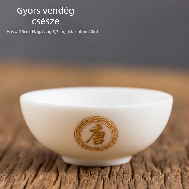 Fehér jadeporcelán, minimalist teáscsésze személyes használatra gravírozható, Baijiaxing ajándékdobozban