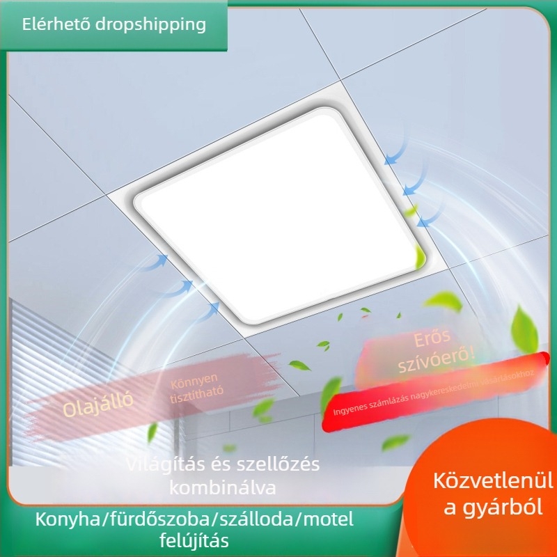Beépített mennyezeti LED világítás és 2-in-1 szellőző ventilátor konyhához és fürdőszobához