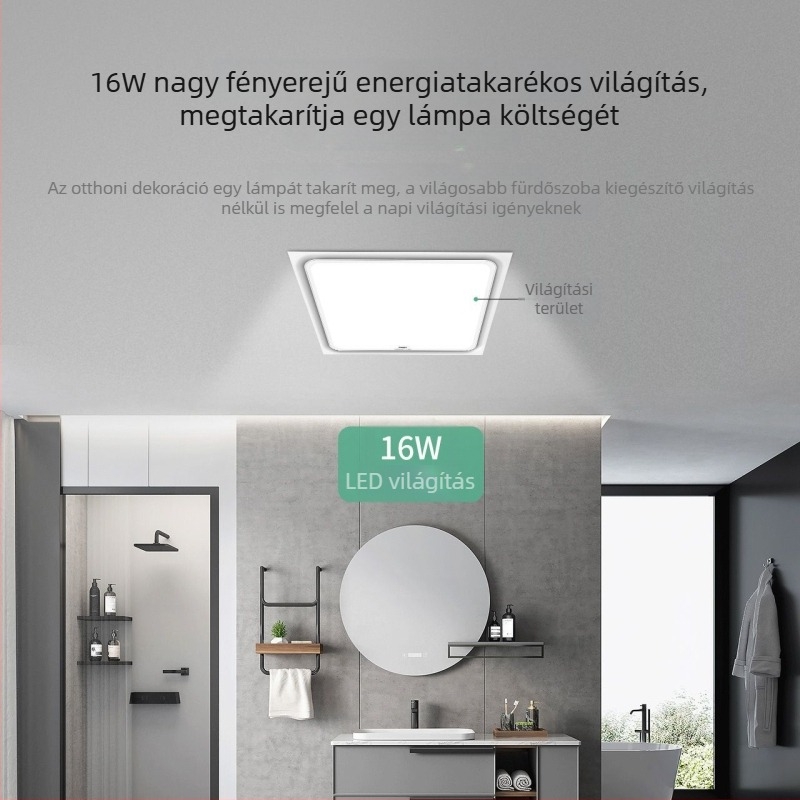 Beépített mennyezeti LED világítás és 2-in-1 szellőző ventilátor konyhához és fürdőszobához