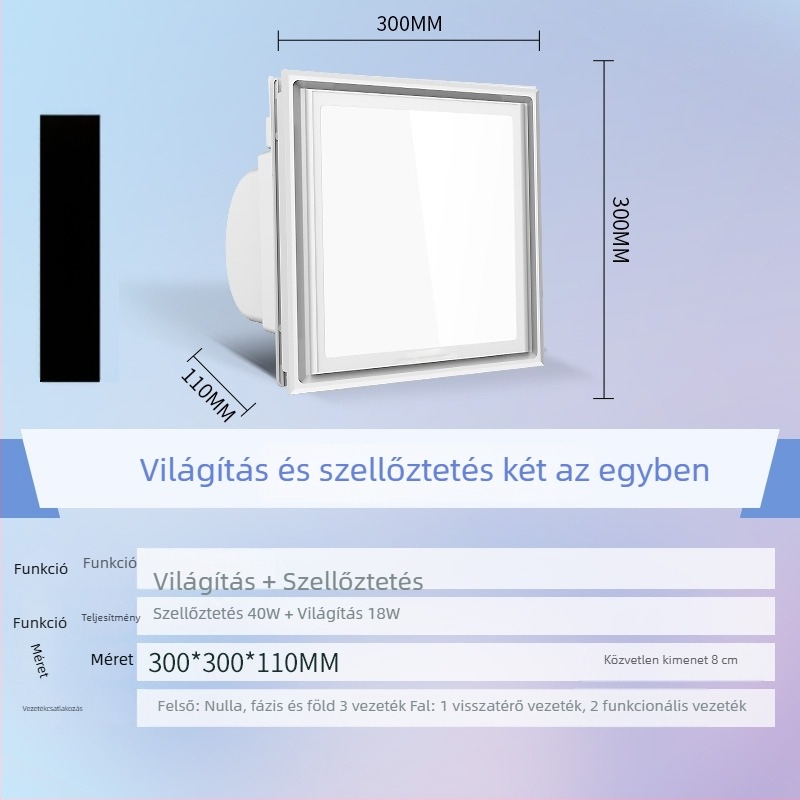 Beépített mennyezeti LED világítás és 2-in-1 szellőző ventilátor konyhához és fürdőszobához