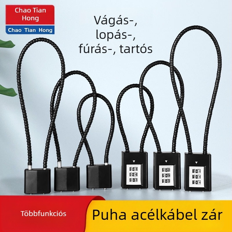 Acélkábel-zár kombinációs mechanizmussal – szekrényekhez és irattárakhoz
