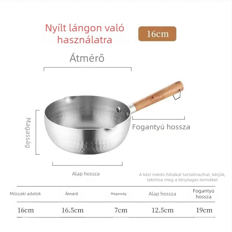 Japán stílusú alumínium edény fedővel tészta, leves és kása készítésére; indukciós tűzhely kompatibilis, vastag aljú, tartós