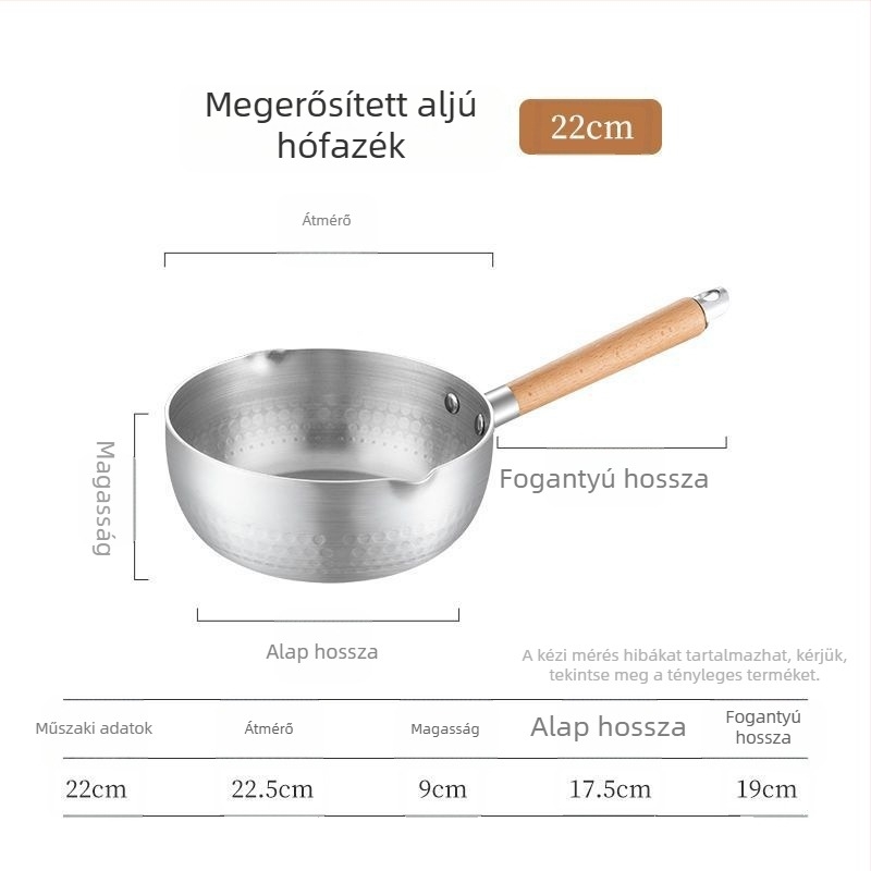 Japán stílusú alumínium edény fedővel tészta, leves és kása készítésére; indukciós tűzhely kompatibilis, vastag aljú, tartós