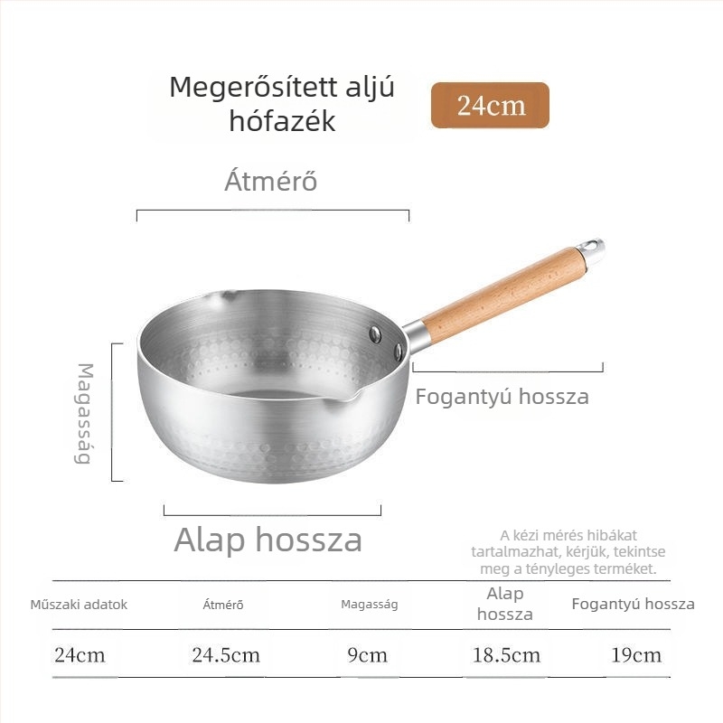 Japán stílusú alumínium edény fedővel tészta, leves és kása készítésére; indukciós tűzhely kompatibilis, vastag aljú, tartós