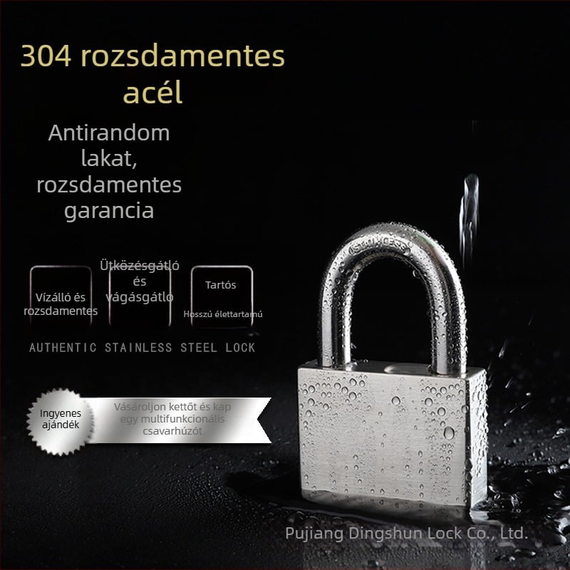 304 rozsdamentes acél lakat, vízálló és korrózióálló, kültéri használatra, háztartási ajtózár, lopás elleni