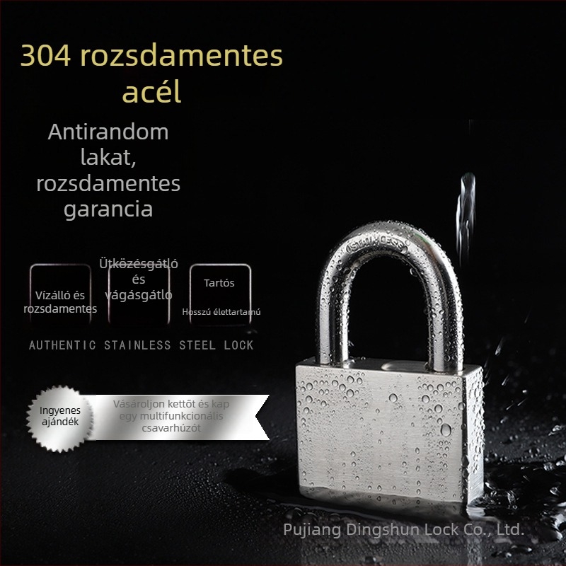 304 rozsdamentes acél lakat, vízálló és korrózióálló, kültéri használatra, háztartási ajtózár, lopás elleni