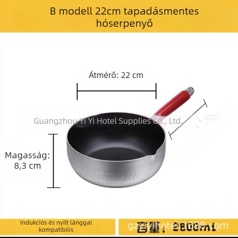 Vastagított alumínium lapos aljú fazék levesekhez, tésztákhoz, zabkásához, tejhez, csípős forró fazékhoz, ramenhez és instant tészta főzéséhez