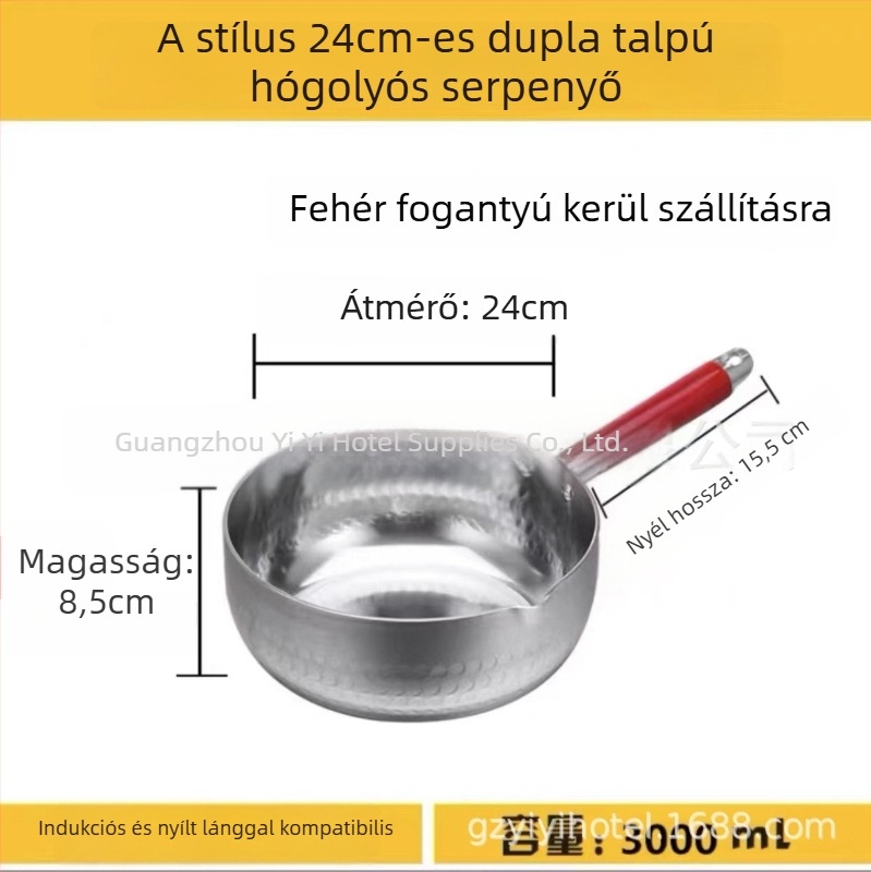 Vastagított alumínium lapos aljú fazék levesekhez, tésztákhoz, zabkásához, tejhez, csípős forró fazékhoz, ramenhez és instant tészta főzéséhez