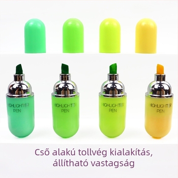 Mini tabletta alakú kiemelő toll, rúzs-stílusú, kompakt műanyag test
