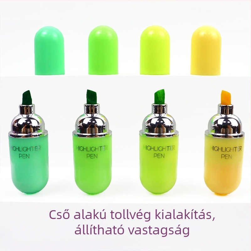 Mini tabletta alakú kiemelő toll, rúzs-stílusú, kompakt műanyag test