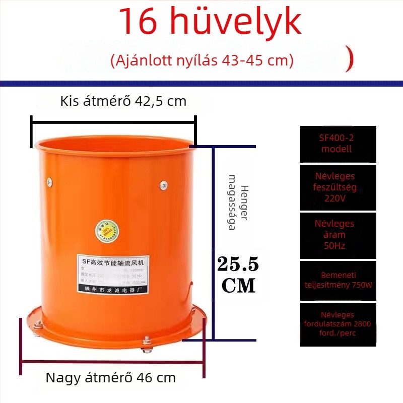 Konyhai axiális ventillátor füstgázok elvezetésére, nagy légáramlás és erős szívás