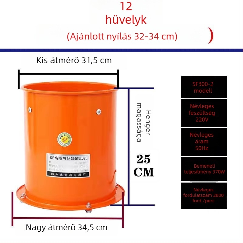 Konyhai axiális ventillátor füstgázok elvezetésére, nagy légáramlás és erős szívás