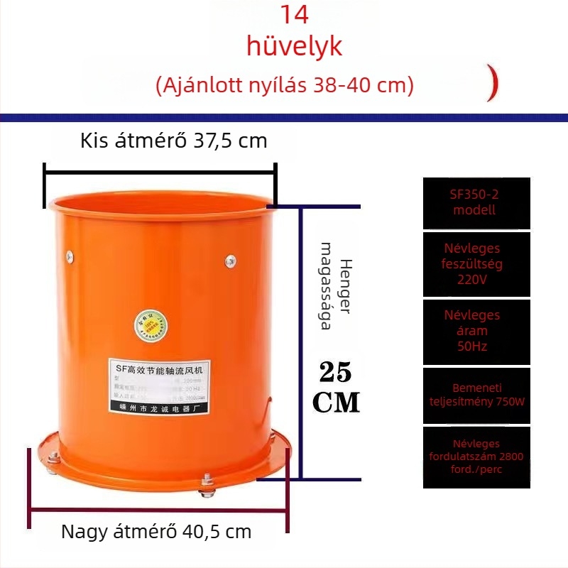 Konyhai axiális ventillátor füstgázok elvezetésére, nagy légáramlás és erős szívás