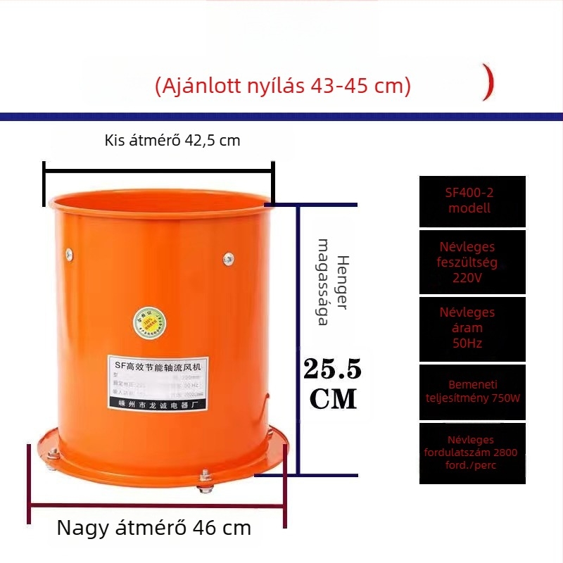 Konyhai axiális ventillátor füstgázok elvezetésére, nagy légáramlás és erős szívás