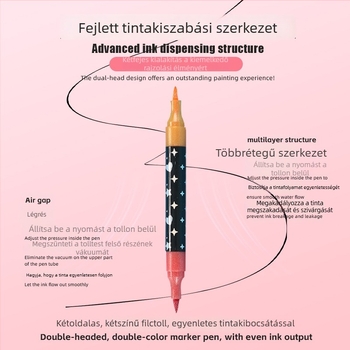 Kétoldalas csillámló marker puha hegyeivel, akvarellekhez, általános iskolásoknak, csillámló porral, kiemelő toll