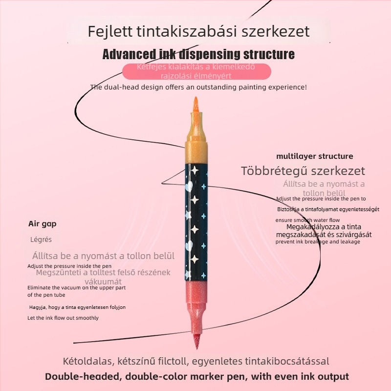 Kétoldalas csillámló marker puha hegyeivel, akvarellekhez, általános iskolásoknak, csillámló porral, kiemelő toll