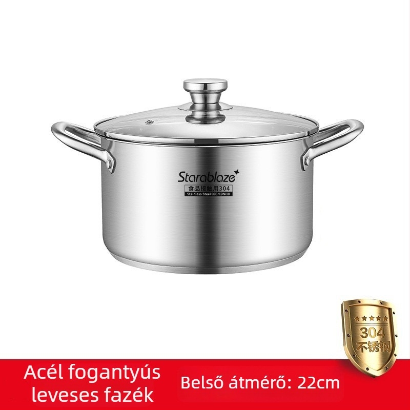 304 rozsdamentes acél leveses fazék egyenes falú, nagy kapacitású, kiemelt oldalakkal a kiöntés megelőzéséhez, dupla aljzattal, otthoni és kereskedelmi használatra