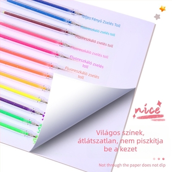 Színes fluoreszkáló marker készlet gyorsan száradó tintával – nem szennyezi a kezet – csillogó neon színek, kerek hegy