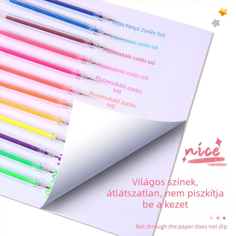 Színes fluoreszkáló marker készlet gyorsan száradó tintával – nem szennyezi a kezet – csillogó neon színek, kerek hegy