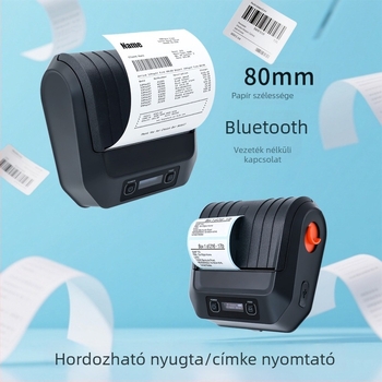 Hordozható Bluetooth hőnyomtató, 80 mm, nyugták és címkék nyomtatásához