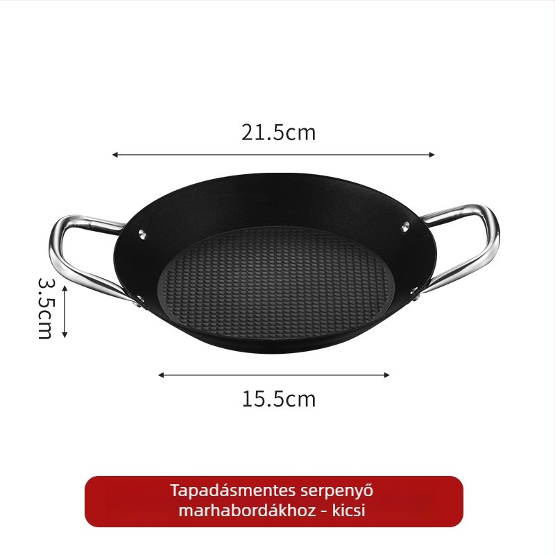 Lishun Spanyol paella serpenyő, rozsdamentes acél, tapadásmentes, dupla fül, japán stílusú