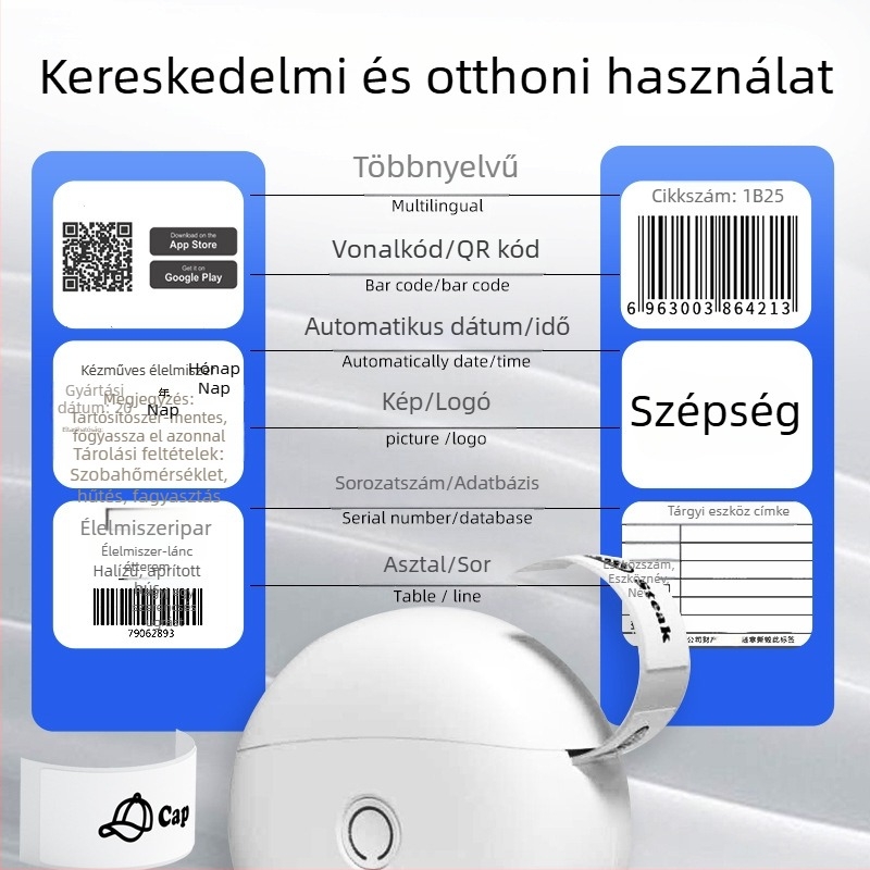 L10 mini Bluetooth-os címkenyomtató otthoni használatra – hordozható kézi címkenyomtató