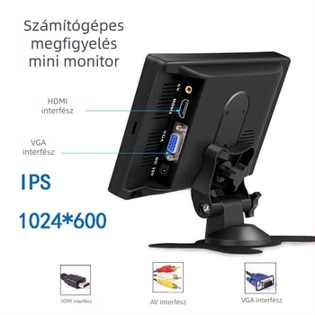 Általános 12V-os LCD járműmonitor hátrameneti képpel, VGA, 7 hüvelykes kijelző nagy járművekhez