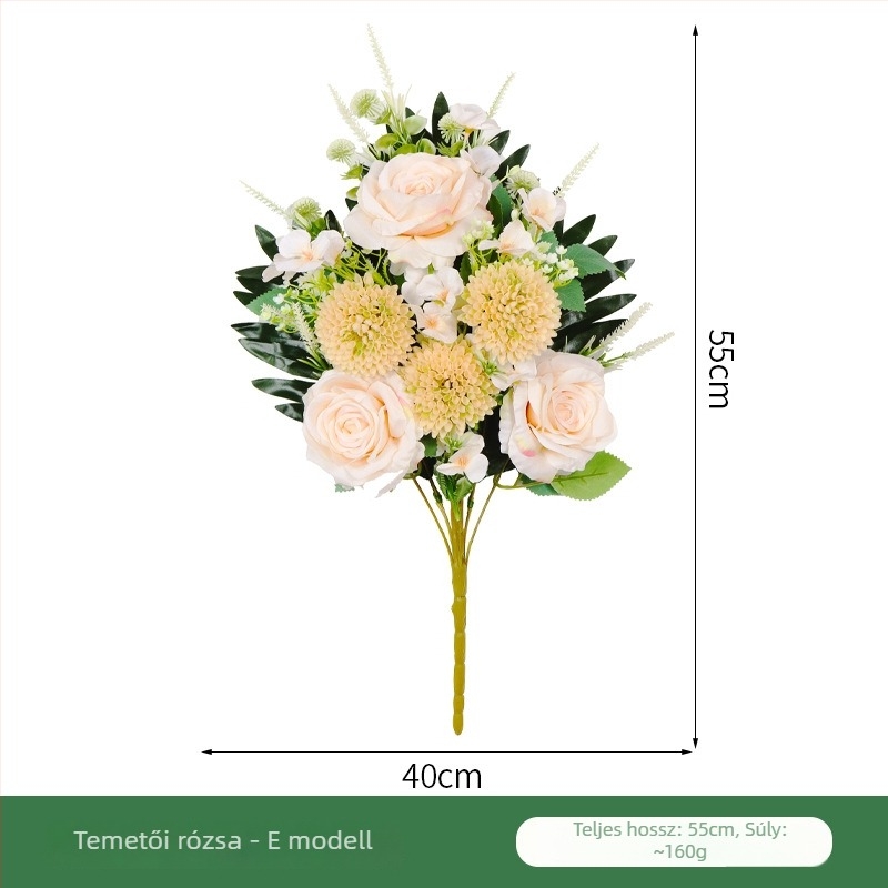 Mesterséges margaréta temetői virág – műanyag dekoráció sírhelyhez