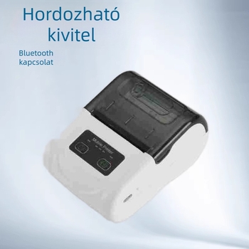 Hordozható hőnyomtató Bluetooth nyomtató – nyugta- és címkenyomtató, 58 mm, Android és iOS kompatibilis