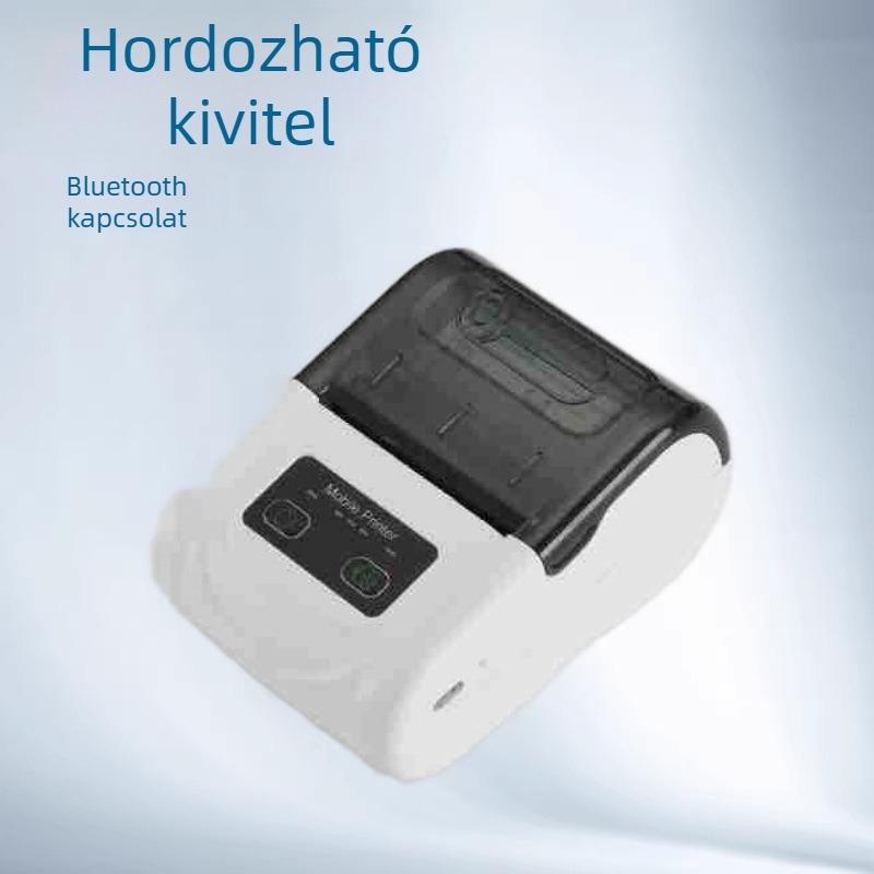 Hordozható hőnyomtató Bluetooth nyomtató – nyugta- és címkenyomtató, 58 mm, Android és iOS kompatibilis