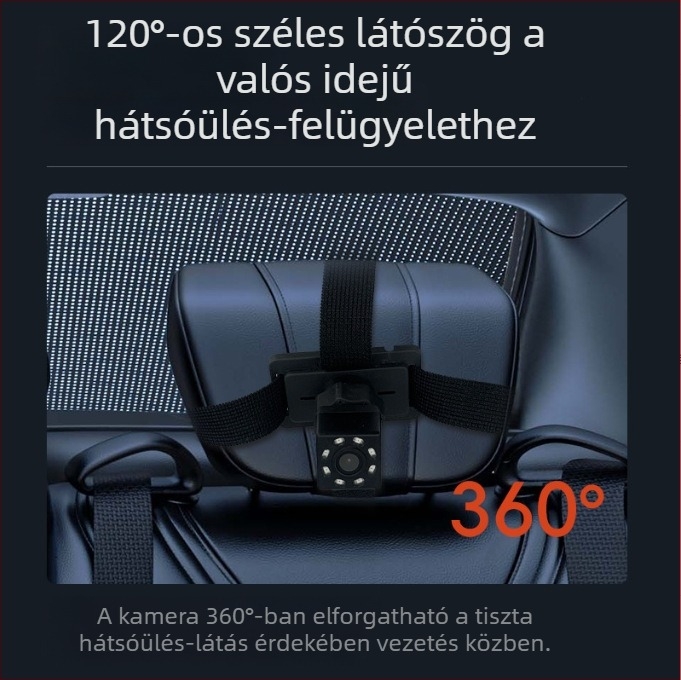 Autóba szerelhető babamonitor pánttal, HD LCD kijelző 4,3–5 hüvelyk